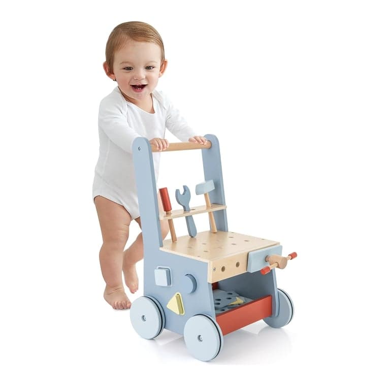BABY JOY 2-in-1 Baby Duwloopwagen met Gereedschapsbankje