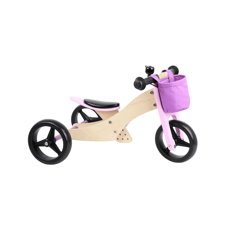 Montessori Small Foot 2-in-1 Driewieler Loopfiets met Mandje Roze