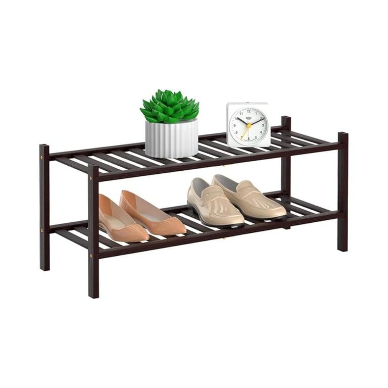 Montessori RONGJIA 2-Tier Natural Bamboo Shoe Rack Brown