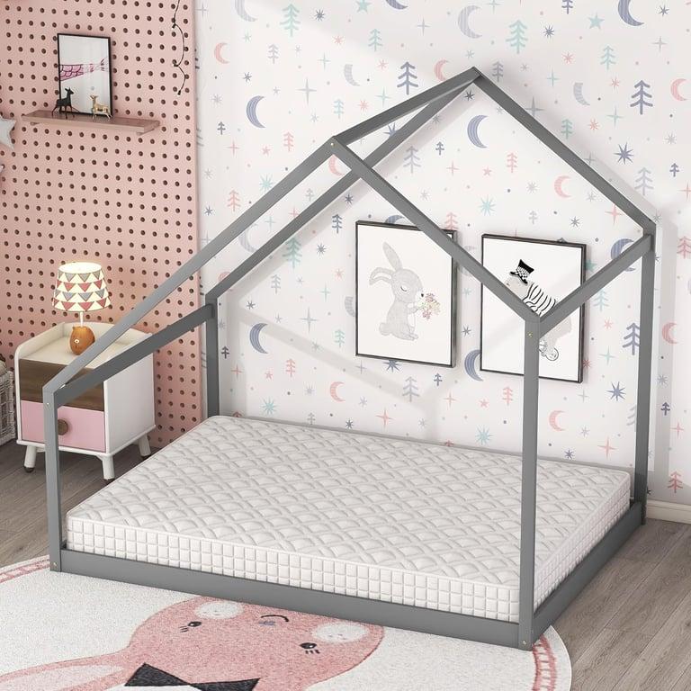 Montessori Merax Full Size Bedframes met Dak Grijs