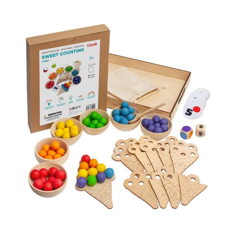 Montessori Ulanik Sweet Counting Houten Kleur Sorteren en Telspeelgoed Groot