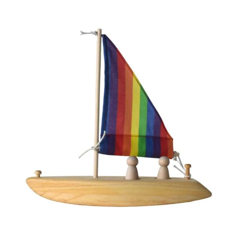 Montessori Bella Luna Toys Houten Speelgoed Zeilboot Regenboog