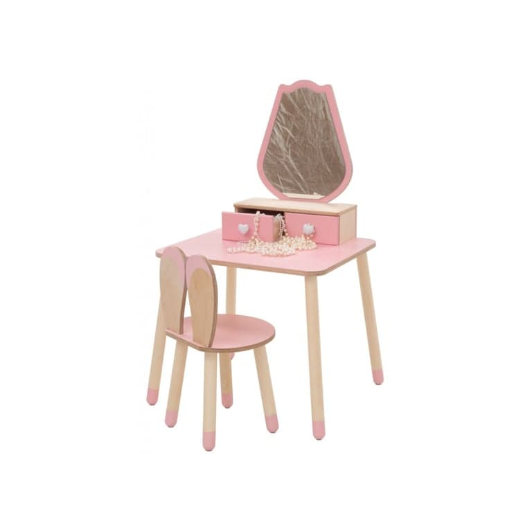 Family SCL Prinses Schoonheidstafel Met Roze Tulp Spiegel