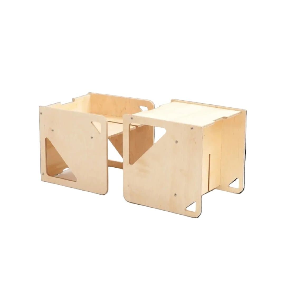 Duck Woodworks Kubus Tafel- en Stoelenset Natuurlijk Hout
