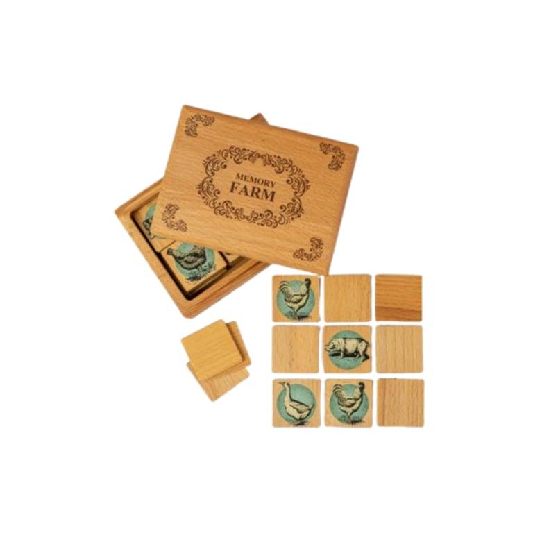 Montessori PoppyBabyCo Houten Memory-Spel Boerderijdieren