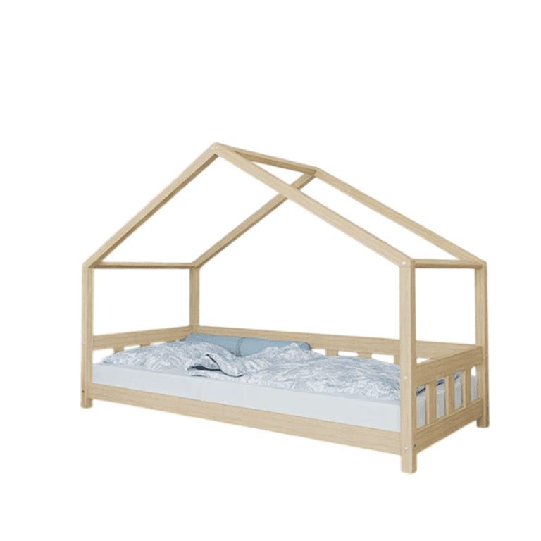 Benlemi Huisbed Plotty met Voorpaneel en Open Ingang Ongelakt 90x190 CM